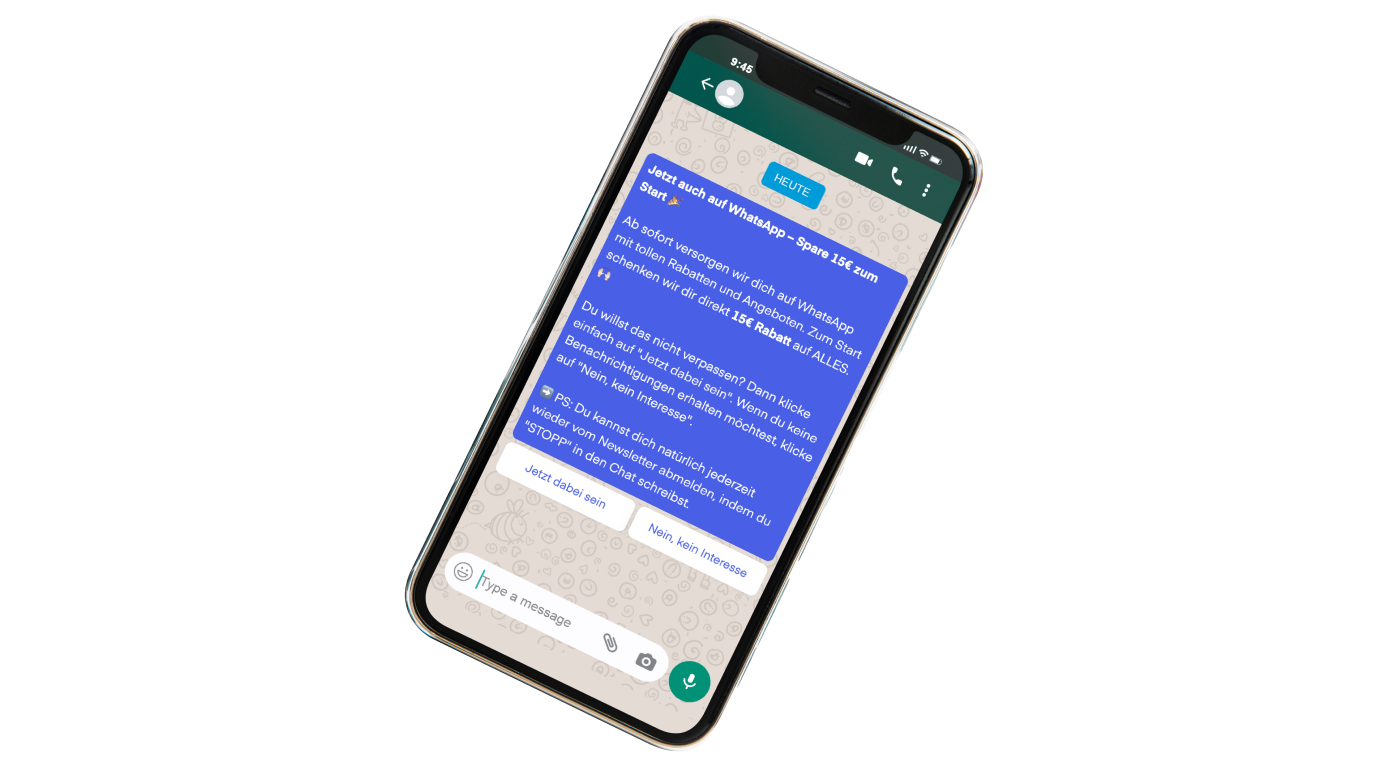WhatsApp marketing message on smartphone